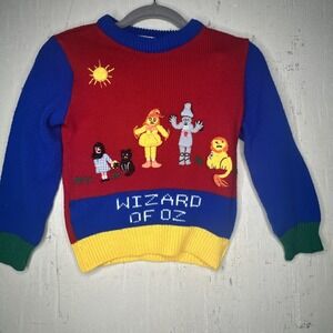 Vintage 1988 Harlequin Designs Wizard of Oz Colorblock Kids Sweater | Tag Sz: 6